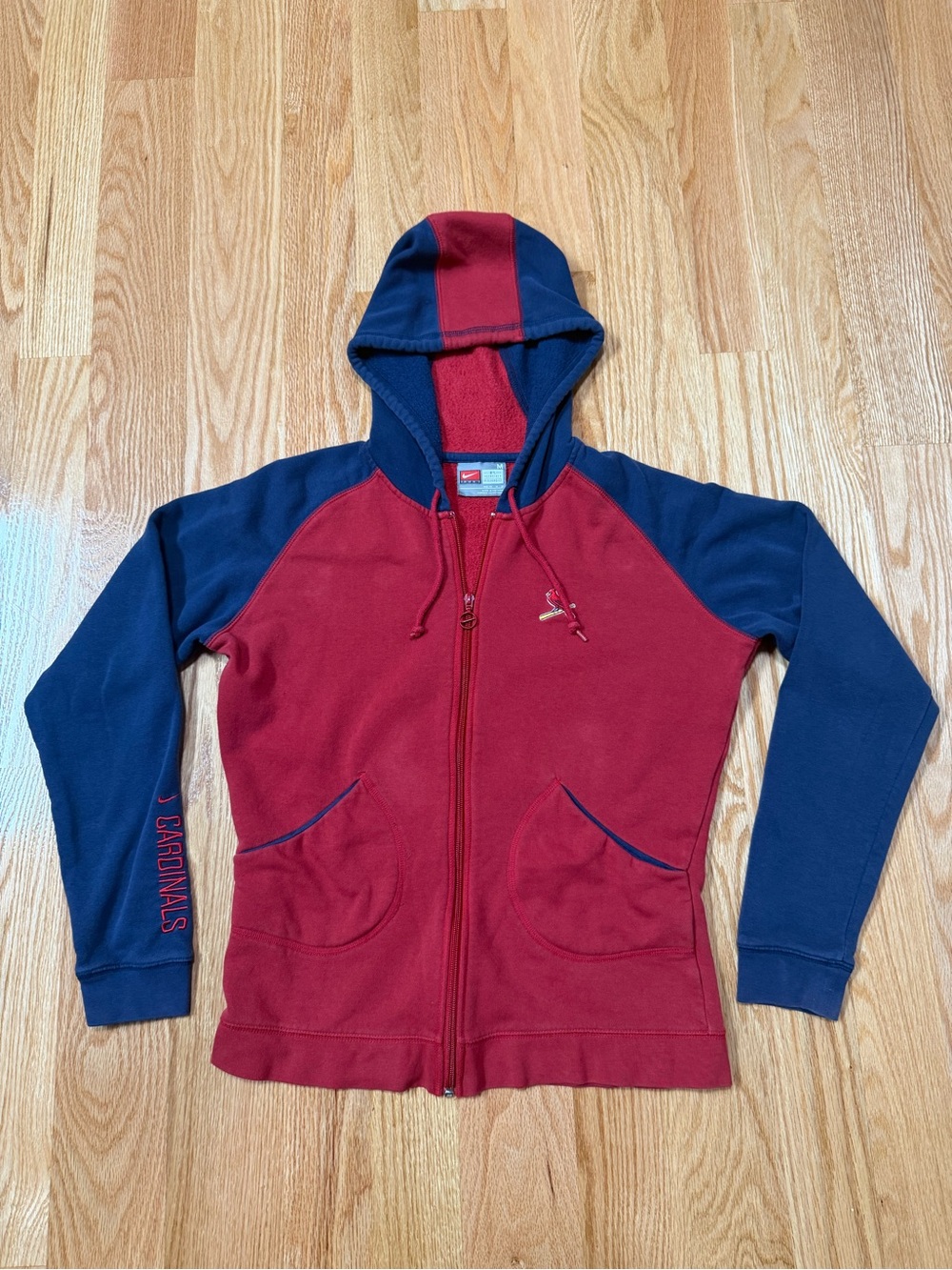 Vintage St. Louis Cardinals Nike Team Full Zip Hoodie Red Blue Womens Medium MLB